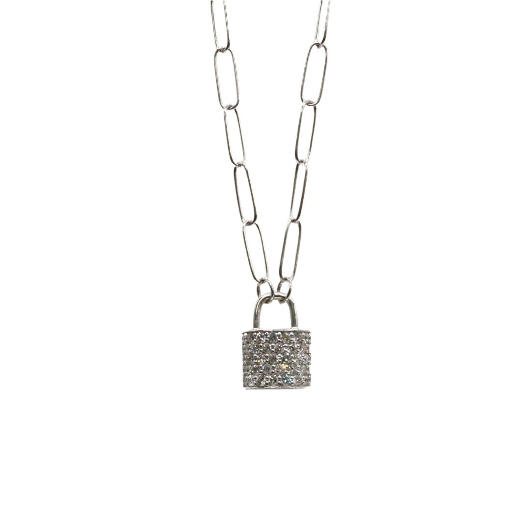 ORIGINAL JEWELRY<br>【オリジナルジュエリー】<br>K18WG/D0.38ct<br>パドロックダイヤモンド ペンダント<br>【NEW】