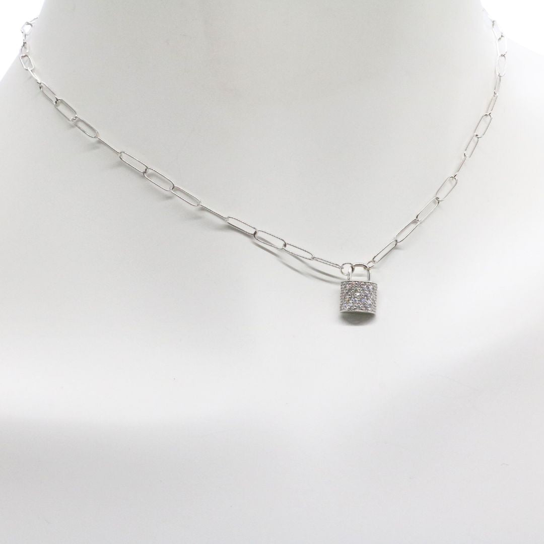 ORIGINAL JEWELRY<br>【オリジナルジュエリー】<br>K18WG/D0.38ct<br>パドロックダイヤモンド ペンダント<br>【NEW】