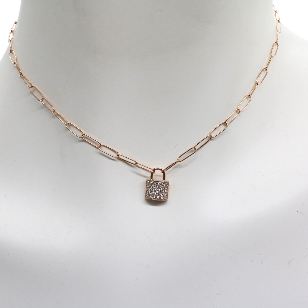 K18PG/D0.36ct<br>パドロック<br>ダイヤモンドペンダント<br>【NEW】