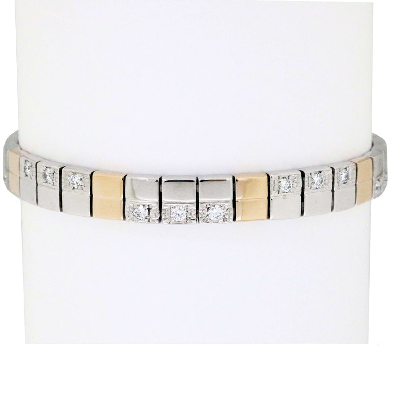 K18WG×K18PG/D1.20ct<BR>コンビ<BR>ダイヤモンドブレスレット<BR>【USED】