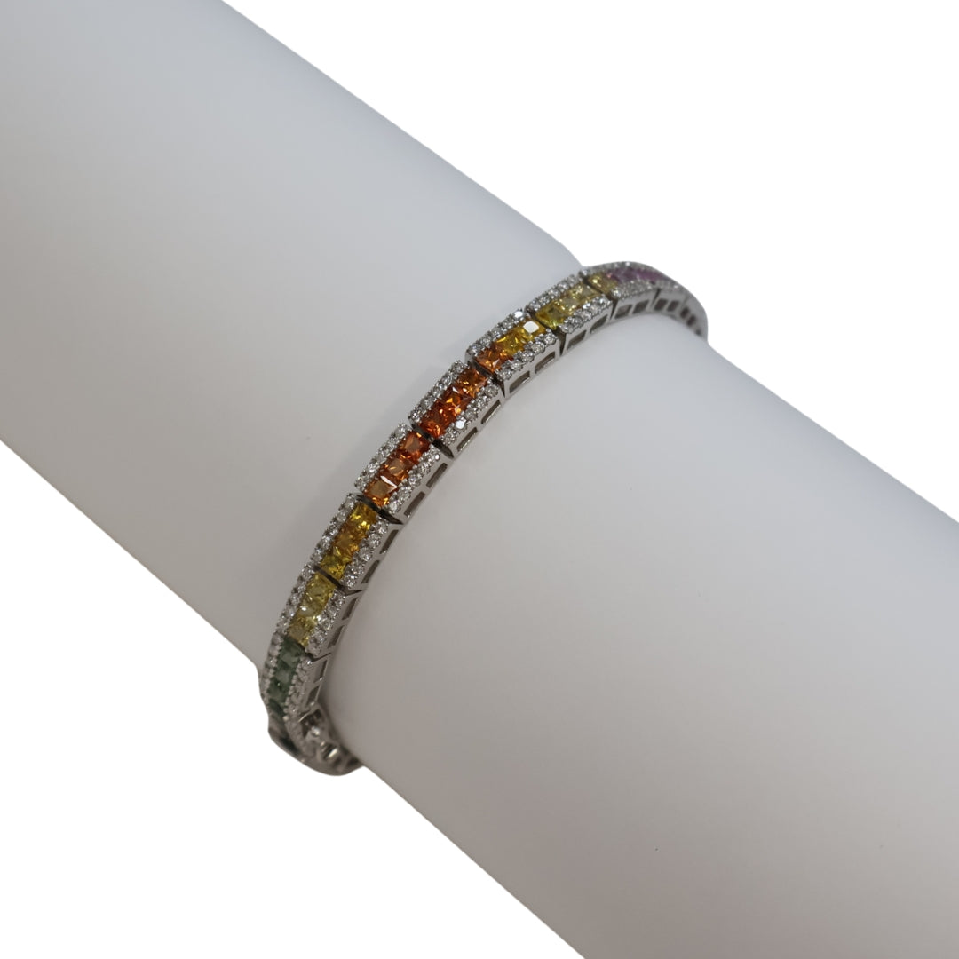 K18WG D1.75/S6.90/R0.75ct<br>レインボーダイヤモンド<br>テニスブレスレット<br>【NEW】