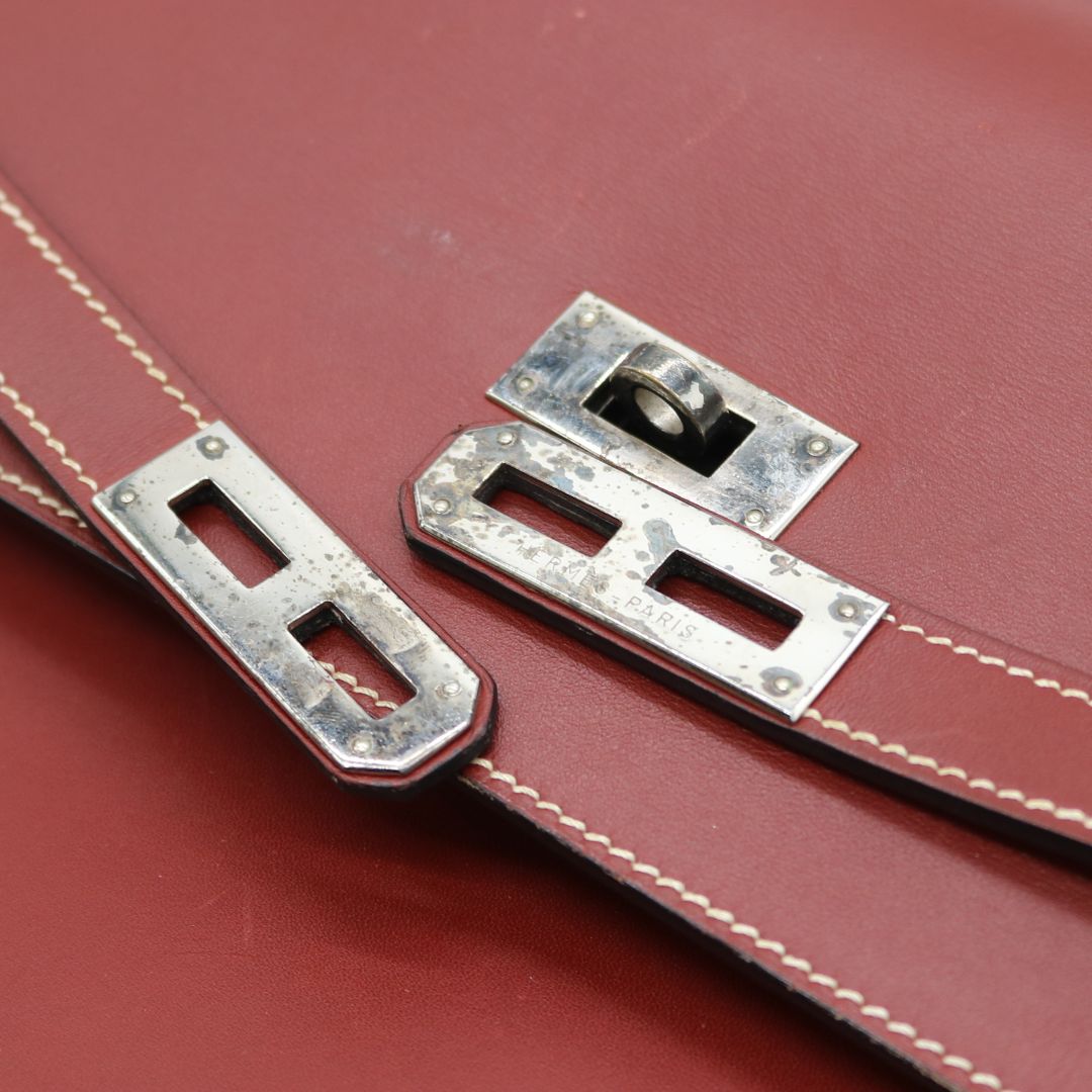HERMES【エルメス】<br>ケリーデペッシュ38<br>ボックスカーフレザー<br>レッド/SV金具【USED】