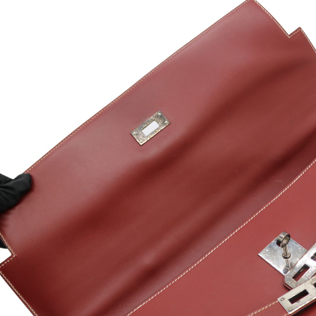 HERMES【エルメス】<br>ケリーデペッシュ38<br>ボックスカーフレザー<br>レッド/SV金具【USED】