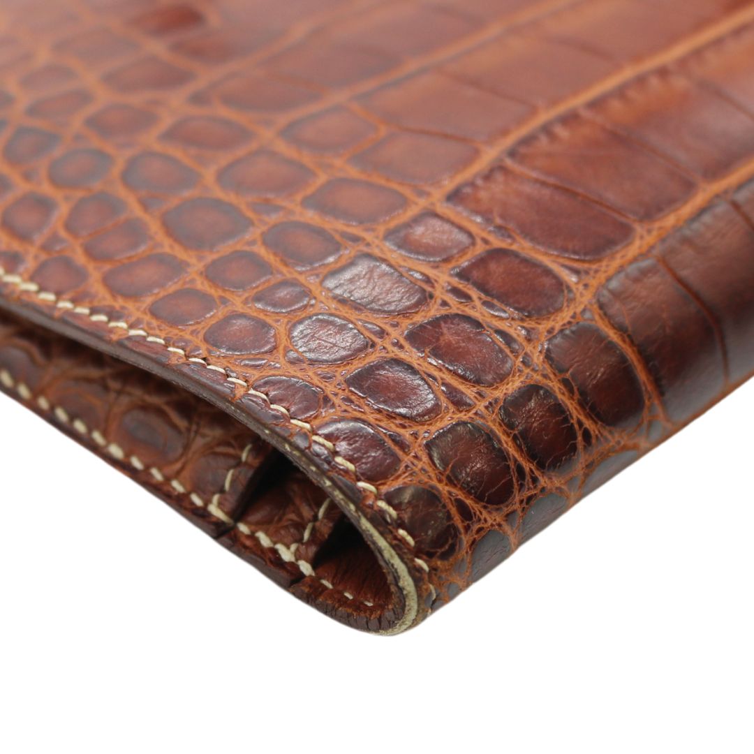 HERMES【エルメス】<br>ドゴンGM<br>クロコ アリゲーター<br>ブラウン/SV金具【USED】