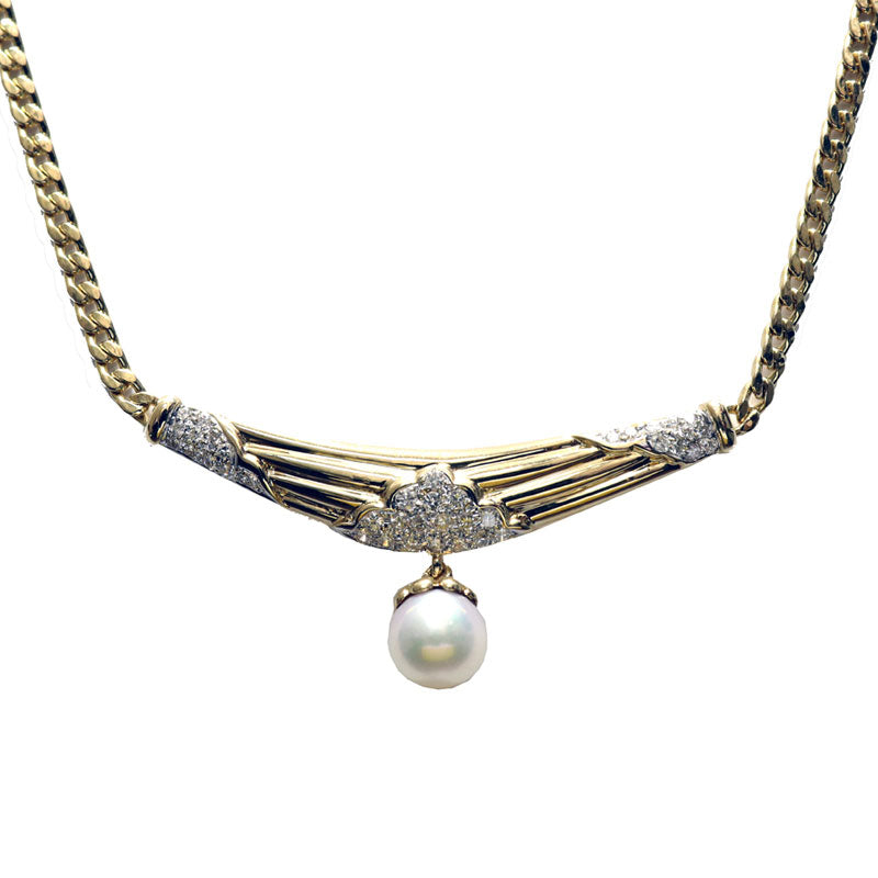 ORIGINAL JEWELRY<br>【オリジナルジュエリー】<br>K22YG<BR>パール/ダイヤモンド<BR>ペンダント<BR>【NEW】
