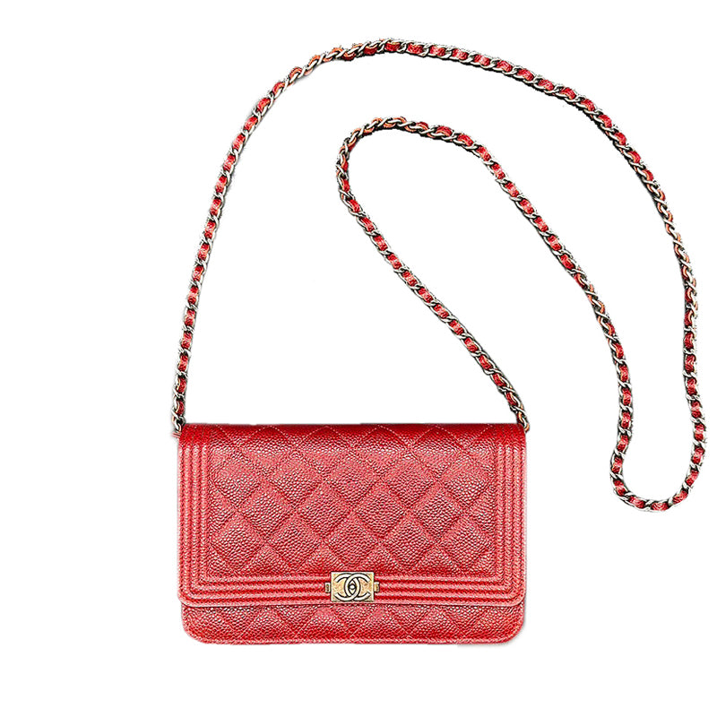 CHANEL【シャネル】ボーイシャネル チェーンウォレット A80287 レッド