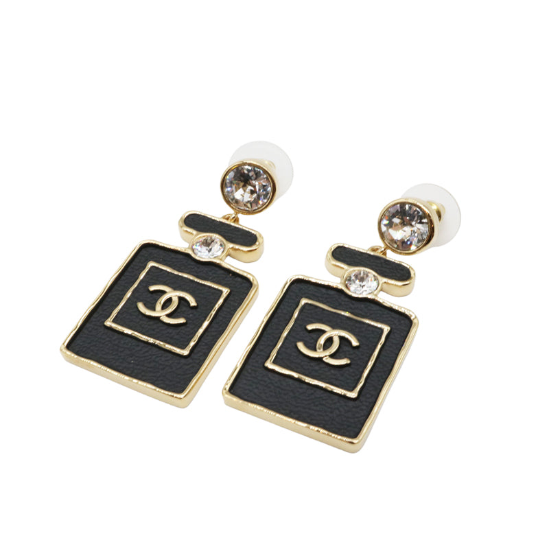 香水モチーフCCピアス<br>ブラック×ゴールド<br>【NEW】