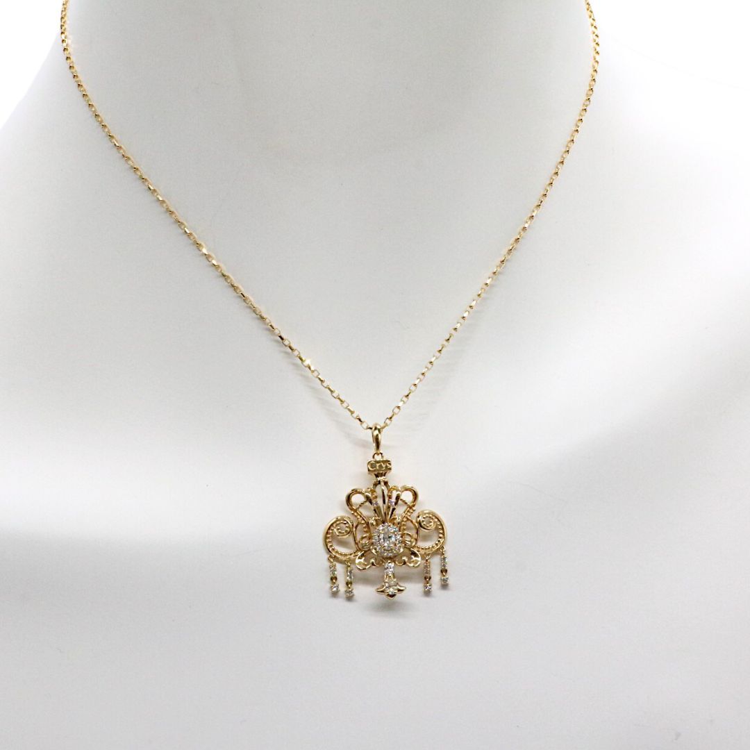 K18YG/D0.172/0.26ct<br>ティアラダイヤモンド ペンダント<br>【未使用品】