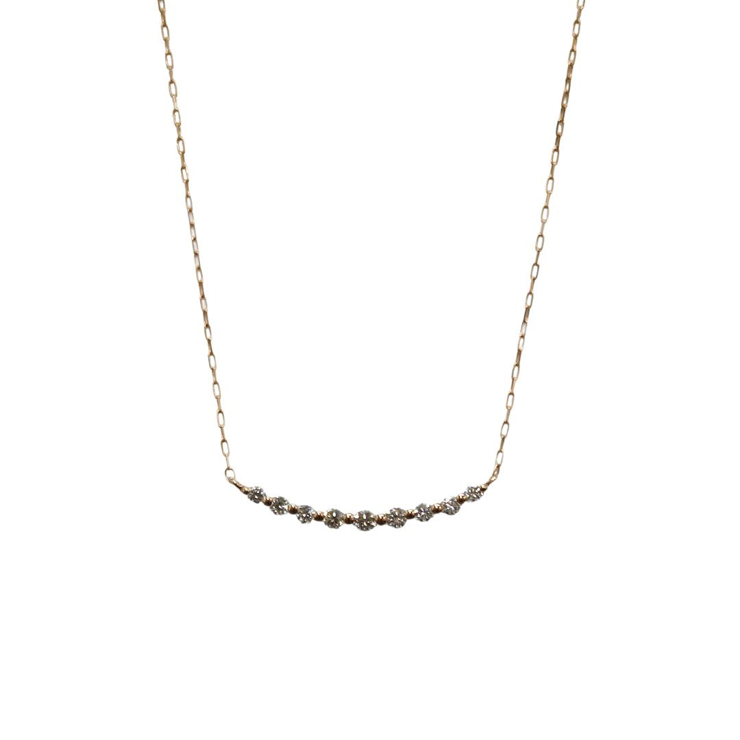 K18PG D0.10ct<br>ダイヤモンド アーチネックレス<br>【NEW】