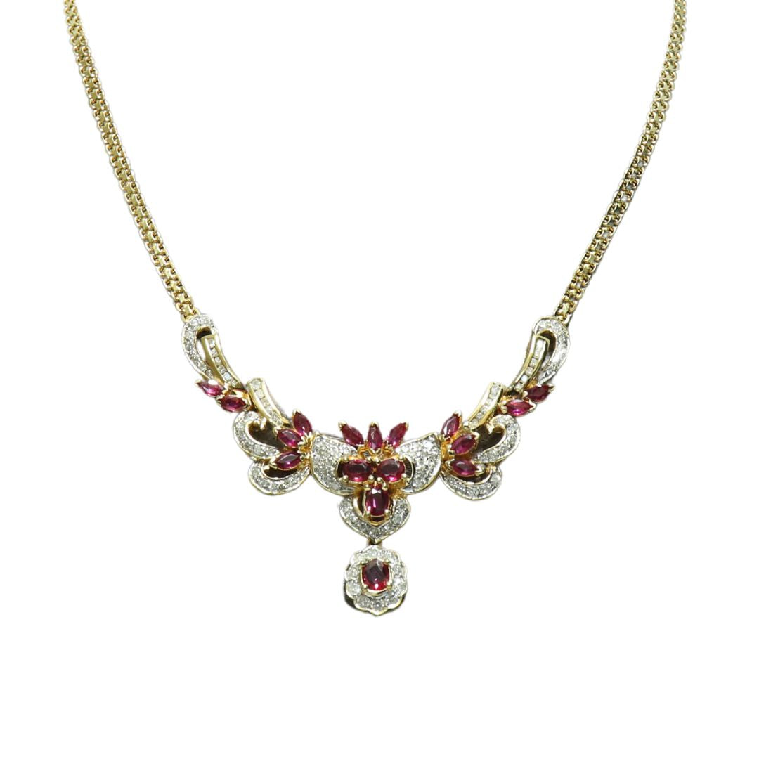 K18YG/R0.86ct/D1.17ct<BR>ルビー/ ダイヤモンド<BR>ペンダント<BR>【NEW】
