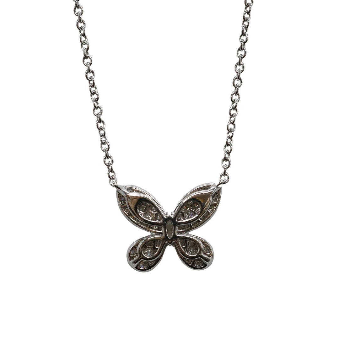 パヴェ バタフライ<br>ダイヤモンド ミニ ペンダント<br>K18WG D0.55ct<br>RGP550<br>【USED】