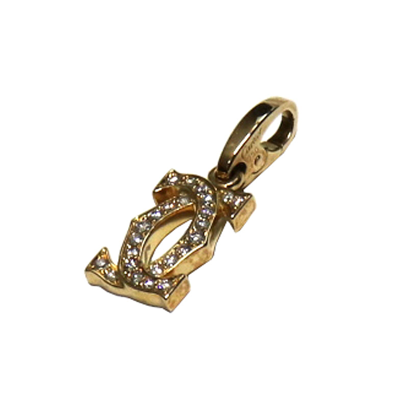 Cartier カルティエ K18YG/D0.18ct 2C ロゴ ペンダントトップ【中古】