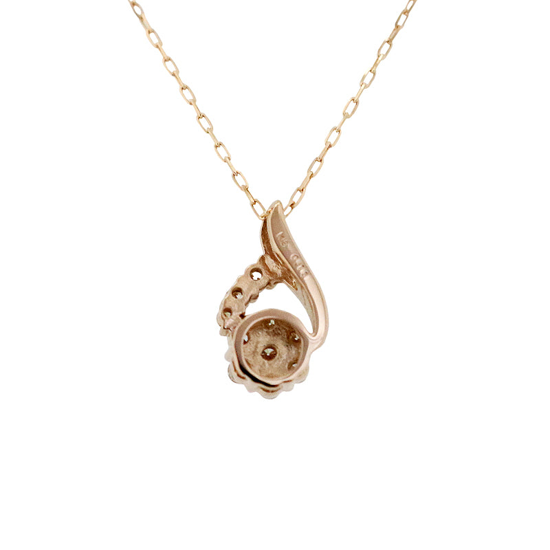 K18PG/D0.15ct フラワーモチーフ ダイヤモンドペンダント【新品】