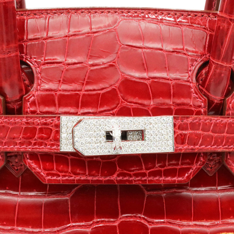 エルメス ポロサス バーキン30 ブレイズ レッド ホワイトゴールド ダイヤモンド金具
