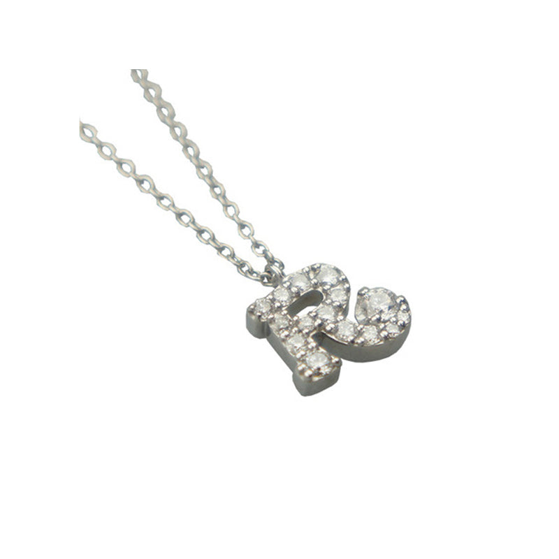 K18WG/D0.28ct イニシャル‹「R」 ダイヤモンドペンダント【新品】