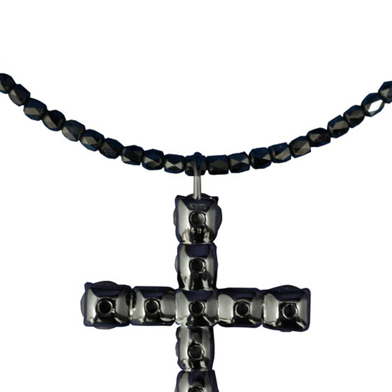 K18WG/D14.04CT D5.00CT<BR>ブラックメッキ クロス<BR>ダイヤモンドペンダント<BR>【NEW】