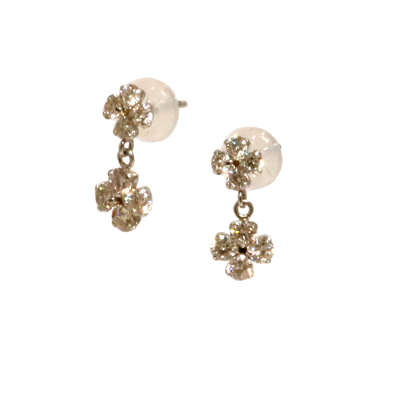 PT900/D0.50ct フラワーモチーフ ダイヤモンドピアス