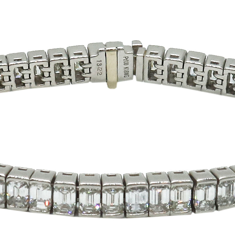Pt900 K18WG D13.22ct エメラルドカット ダイヤモンド テニスブレスレット
