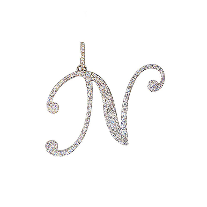 K18WG D0.84ct イニシャル「N」 ダイヤモンドトップ【新品】