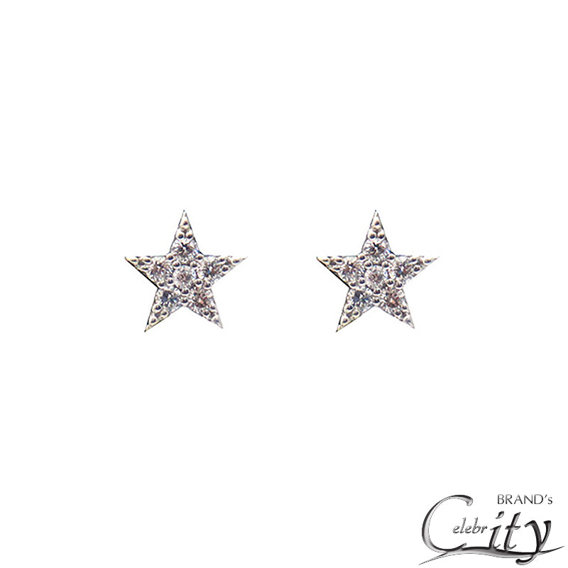 K18WG/D0.16ct<BR>スターモチーフ<BR>ダイヤモンドピアス<BR>【NEW】