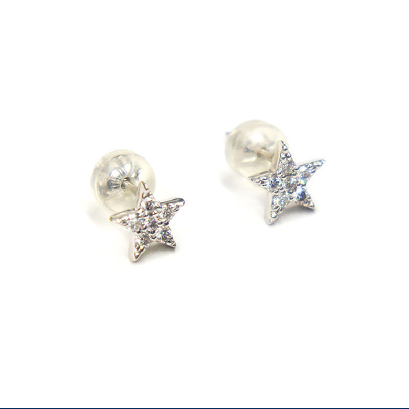 K18WG/D0.16ct<BR>スターモチーフ<BR>ダイヤモンドピアス<BR>【NEW】