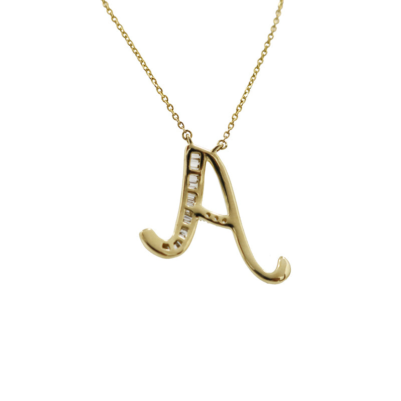 K18YG/D0.15ct<BR>イニシャル「A」<BR>ダイヤモンドペンダント<BR>【NEW】