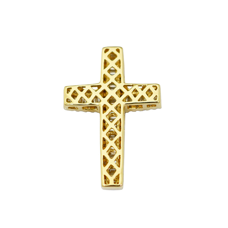 K18YG クロス バゲットダイヤモンド ペンダントトップ【新品】