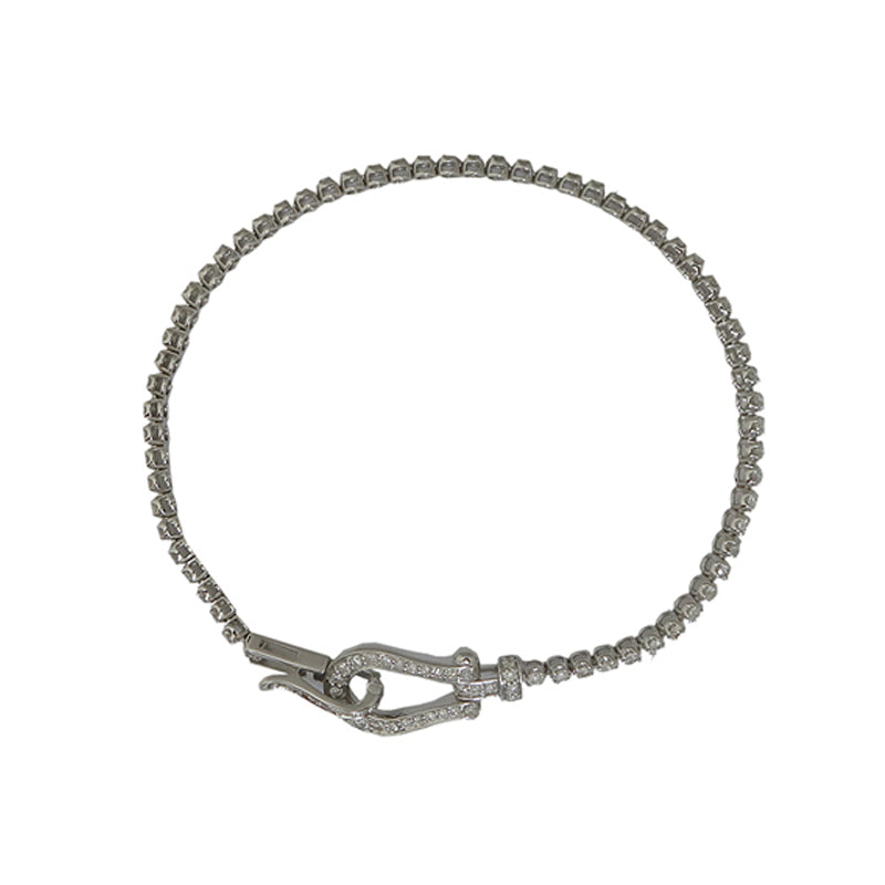 K18WG D1.00ct<BR>馬蹄<BR>ダイヤモンド<BR>ブレスレット<BR>【NEW】