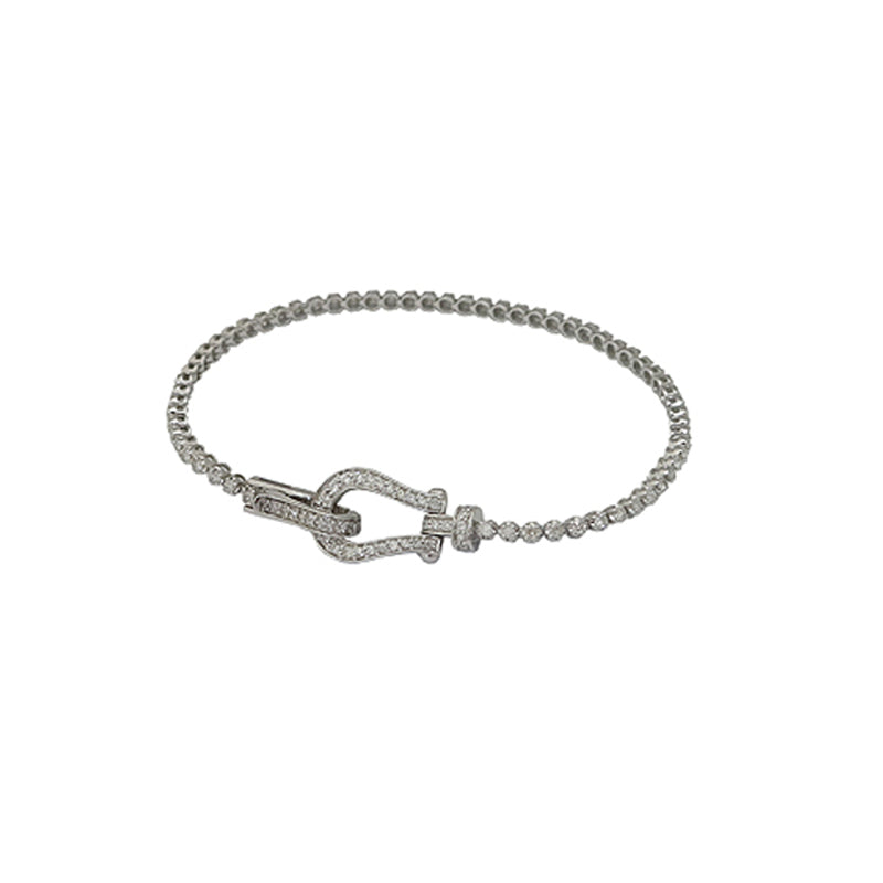 K18WG D1.00ct<BR>馬蹄<BR>ダイヤモンド<BR>ブレスレット<BR>【NEW】