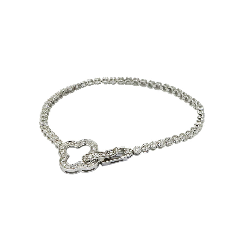 K18WG D1.00ct<BR>フラワー<BR>ダイヤモンド<BR>ブレスレット<BR>【NEW】