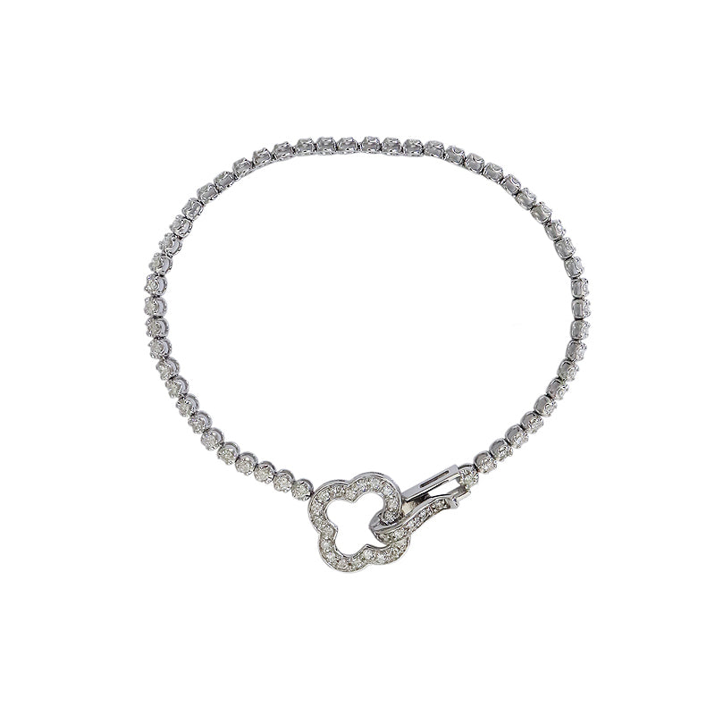 K18WG D1.00ct<BR>フラワー<BR>ダイヤモンド<BR>ブレスレット<BR>【NEW】