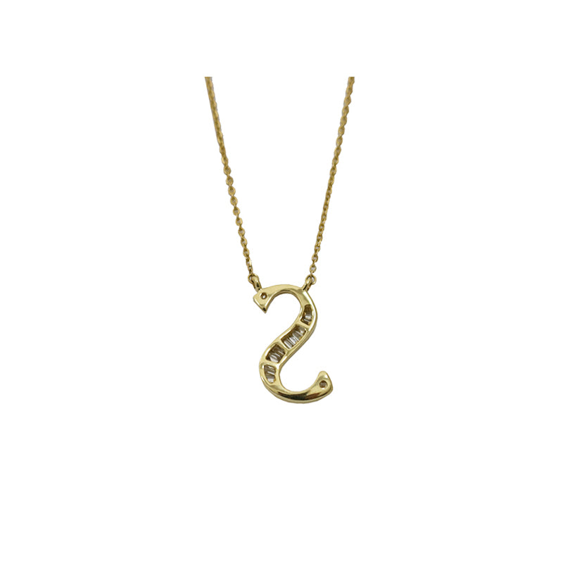 K18YG/D0.15ct イニシャル「S」 ダイヤモンドペンダント【新品】