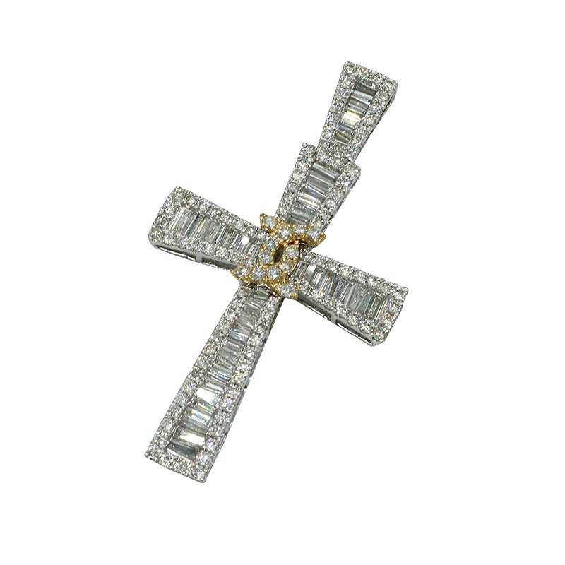 K18WG K18YG D3.00ct クロスバゲット ダイヤモンドトップ