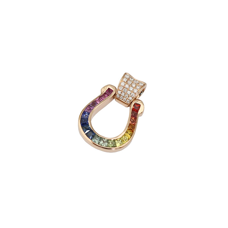K18PG D0.12ct/1.08ct レインボー 馬蹄モチーフ ダイヤモンドトップ Mサイズ【新品】