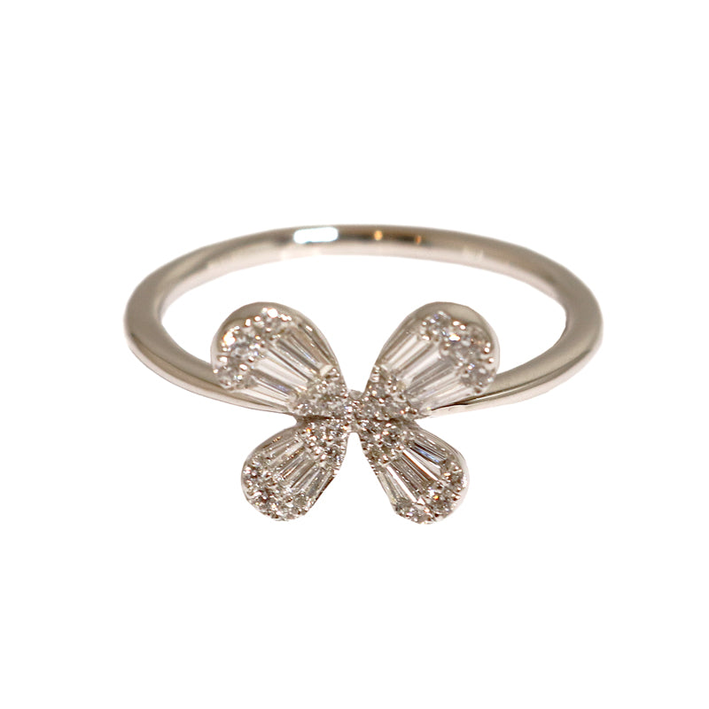 PT950 D0.30ct バタフライモチーフ バゲットダイヤモンド リング