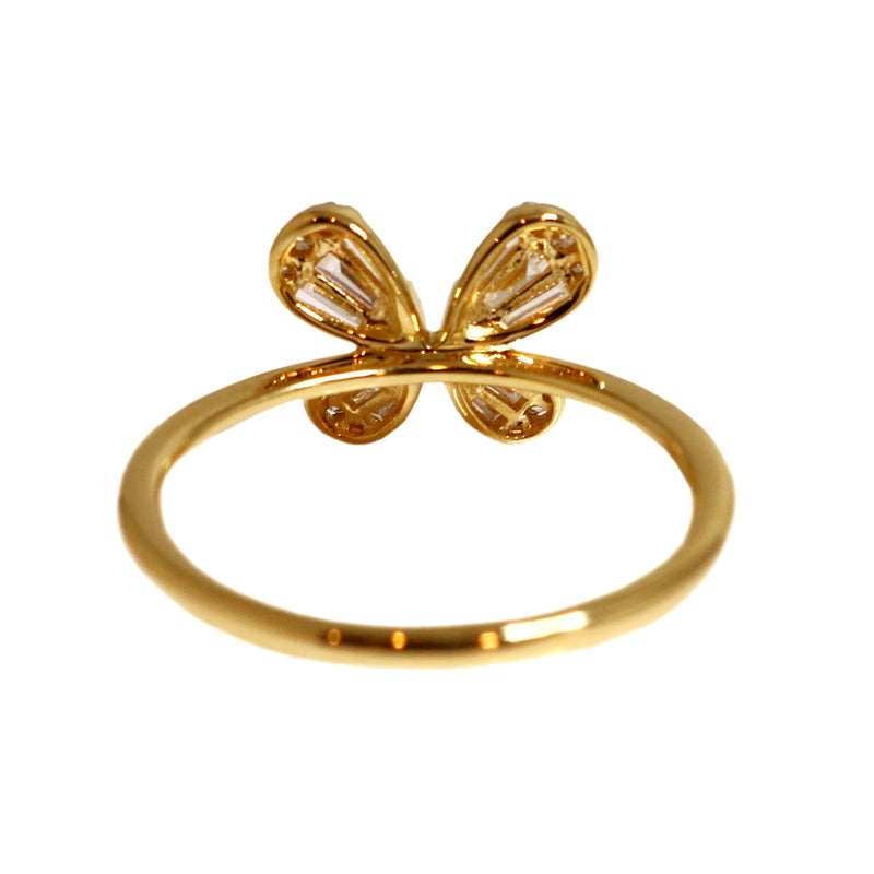 K18YG/D0.30ct バタフライモチーフ バゲットダイヤモンド リング