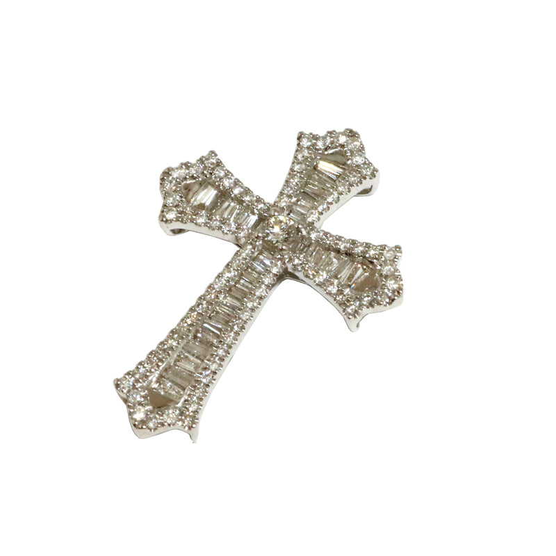 K18WG D1.00ct クロスダイヤモンド ペンダントトップ 【NEW】