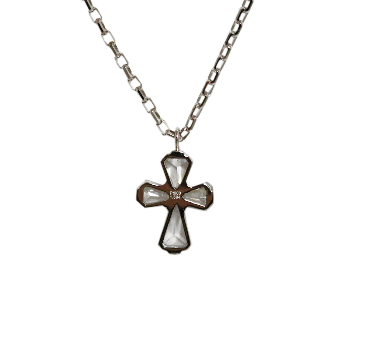 PT900/K18WG D1.594ct<BR>クロス<BR>ダイヤモンドネックレス<BR>【NEW】