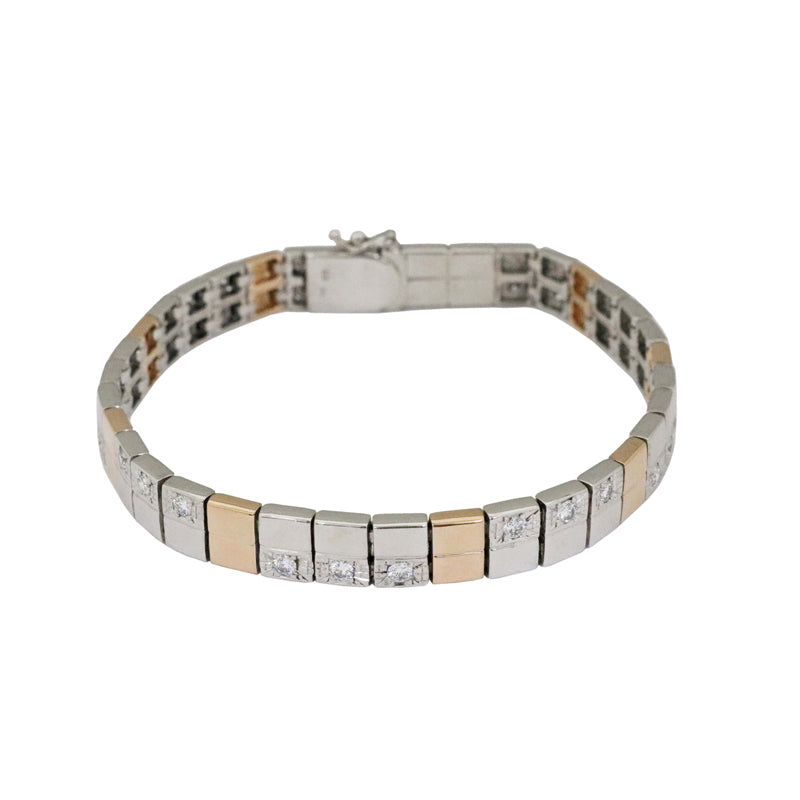 K18WG×K18PG/D1.20ct<BR>コンビ<BR>ダイヤモンドブレスレット<BR>【USED】