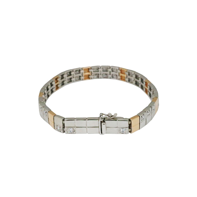 K18WG×K18PG/D1.20ct<BR>コンビ<BR>ダイヤモンドブレスレット<BR>【USED】