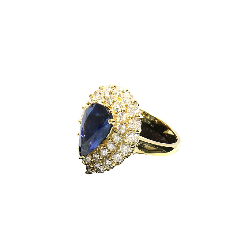 K18YG/SF3.05ct/D1.70ct サファイア ダイヤモンドリング【新品】