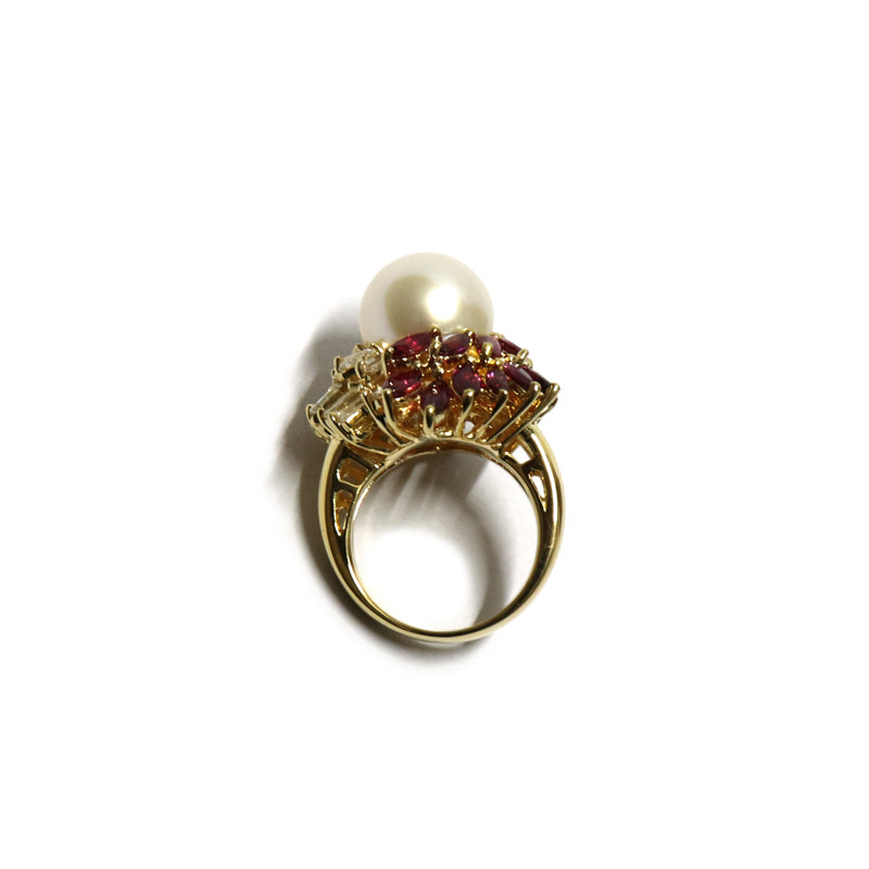 K18YG/R2.85ct/D1.87ct パール/ルビー ダイヤモンドリング【新品】