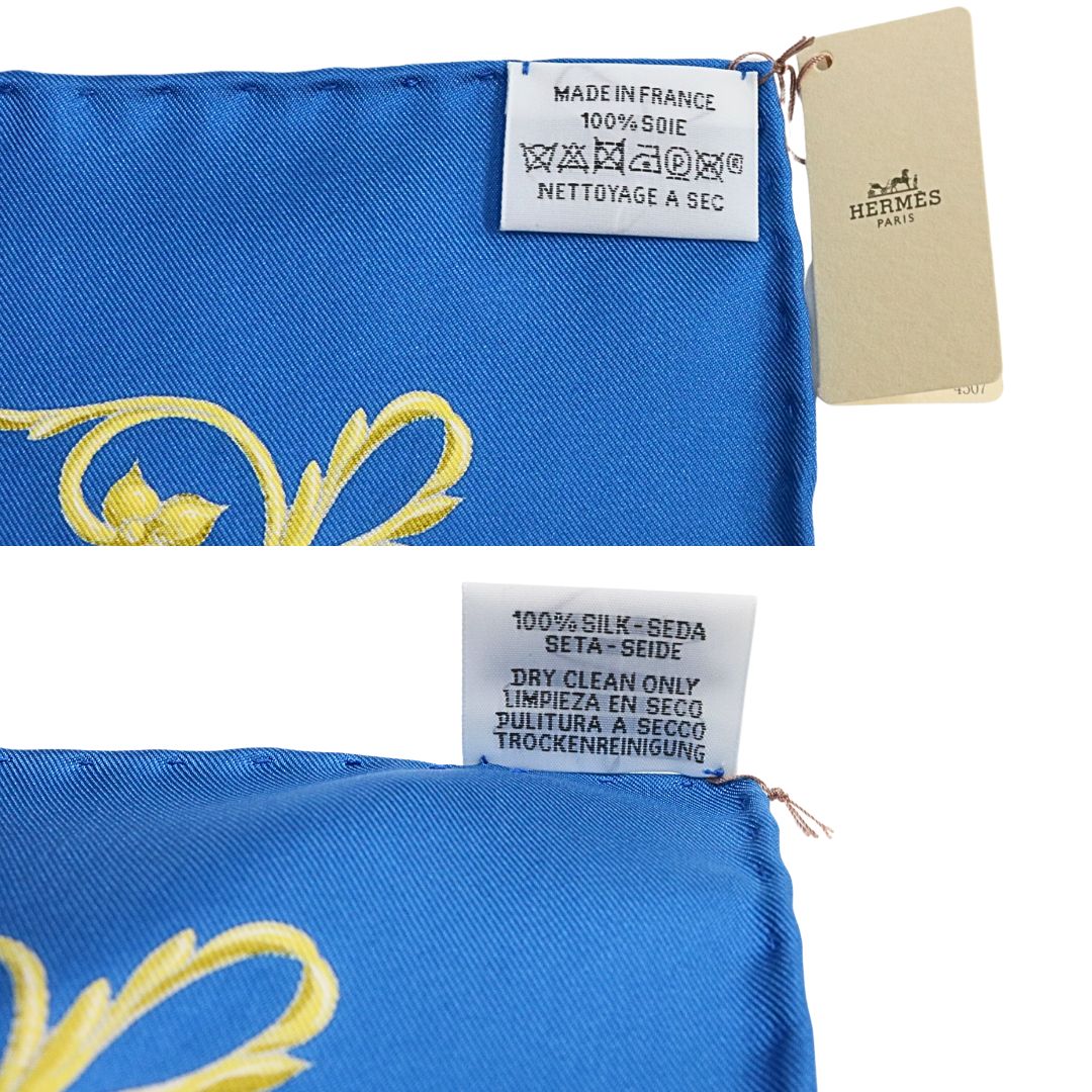 カレ 90《占星術》<br>シルクツイル/絹 100％<br>ブルー・コバルト/ホワイト<br>ヴィエイユ・オール<br>【未使用品】