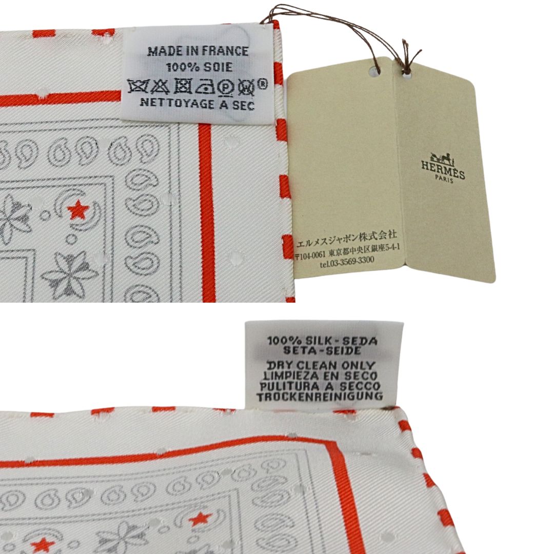 カレ 55 マハラニの庭<br>シルク100％<br>ブラン/ノワール/ルージュ<br>【未使用品】