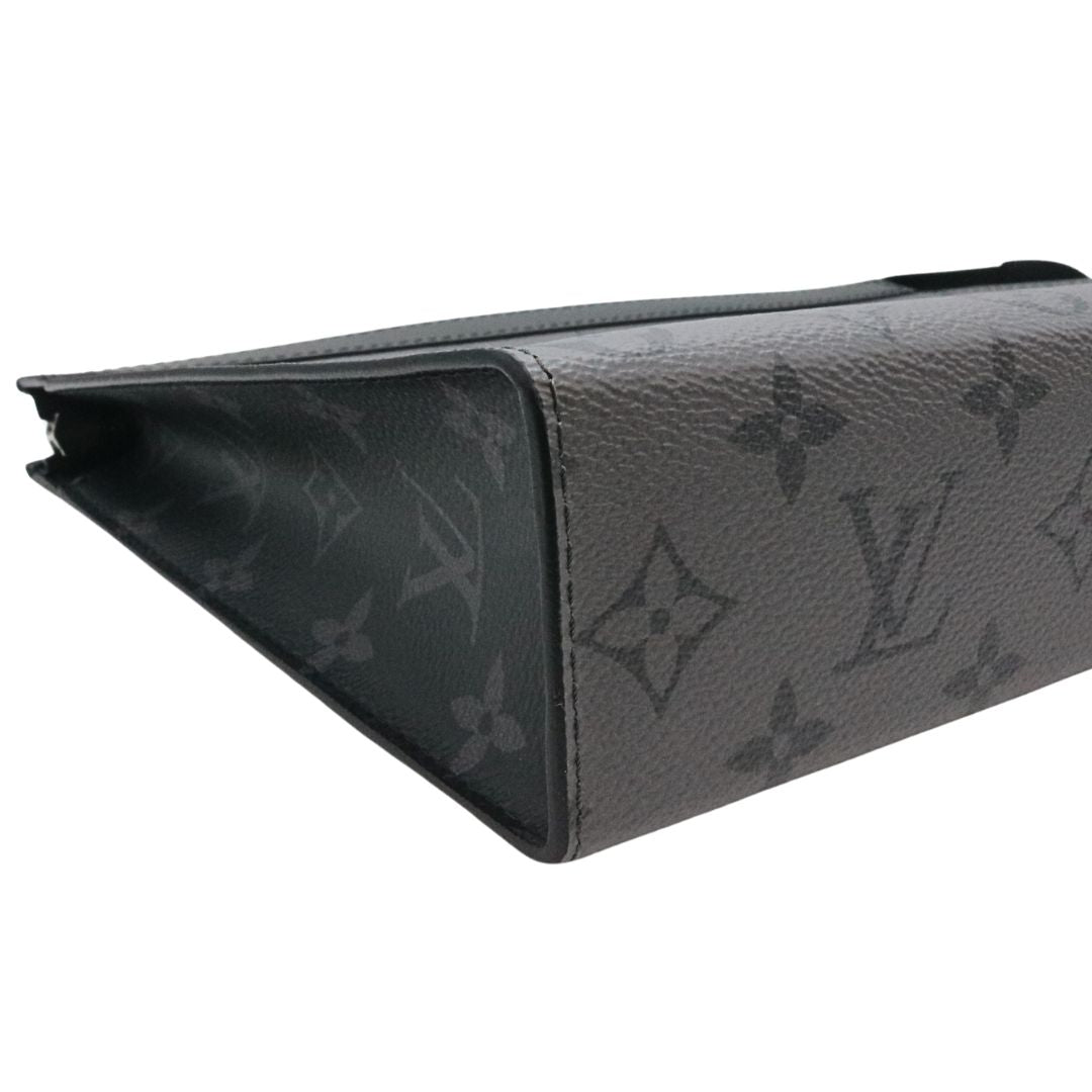 ポシェット・ヴォワヤージュ<br>モノグラム・エクリプス<br>キャンバス/リバース キャンバス<br>レザー<br>グレー/シルバー金具<br>【USED】