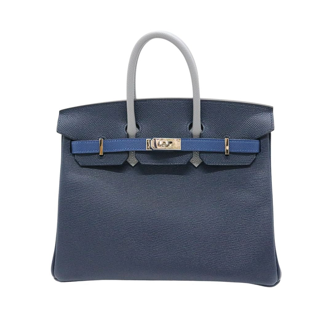 バーキン25 トリコロール<br>ヴォーエプソン<br>ブルーアビス/ブルータイ/<br>グリパンタン/シルバー金具<br>【NEW】