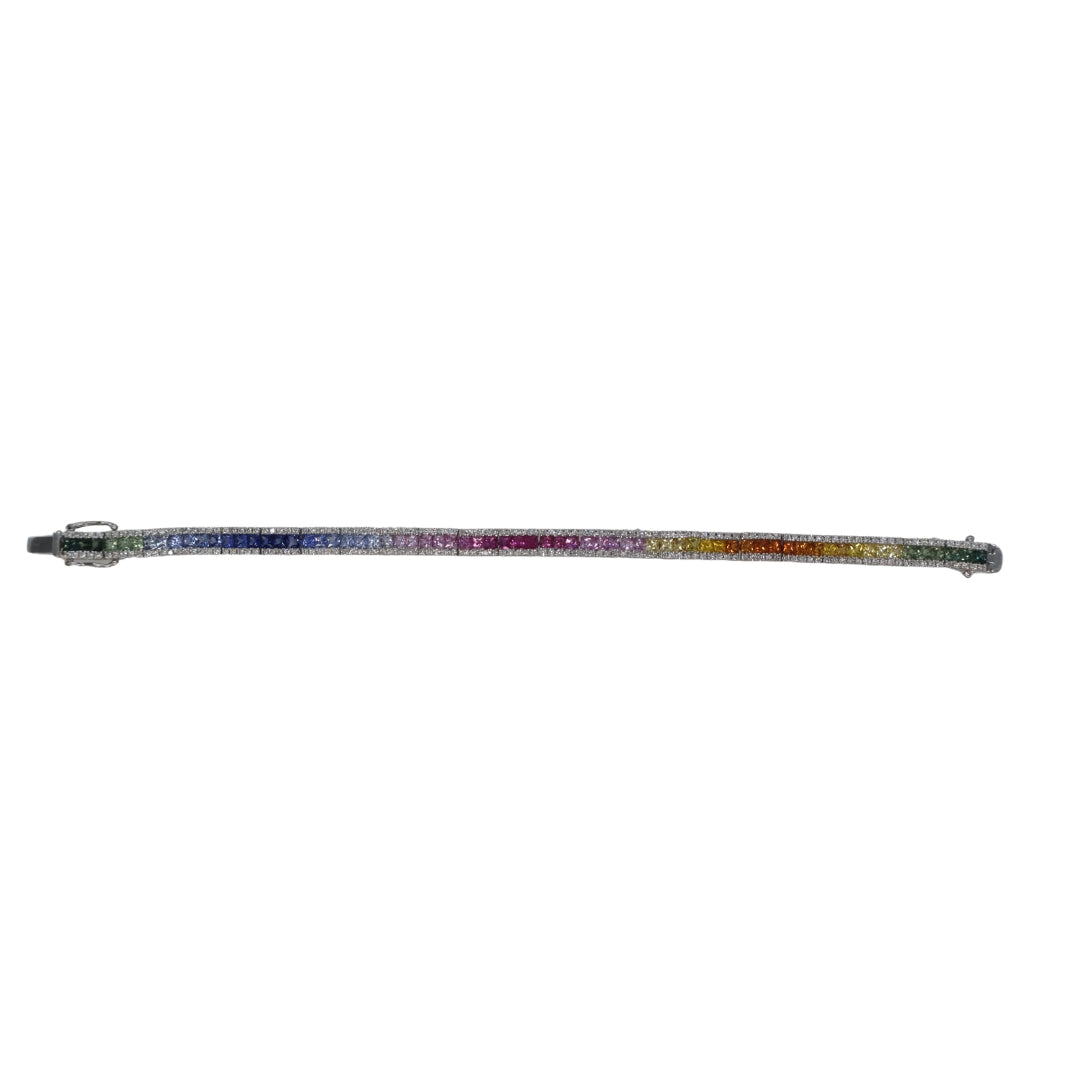 K18WG D1.75/S6.90/R0.75ct<br>レインボーダイヤモンド<br>テニスブレスレット<br>【NEW】