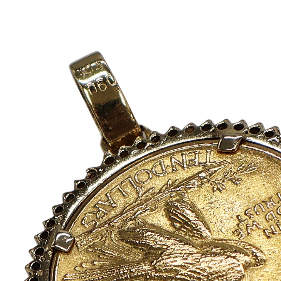 K21.6 K18/D0.60ct<br>インディアンコイン<br>ペンダントトップ<br>【USED】