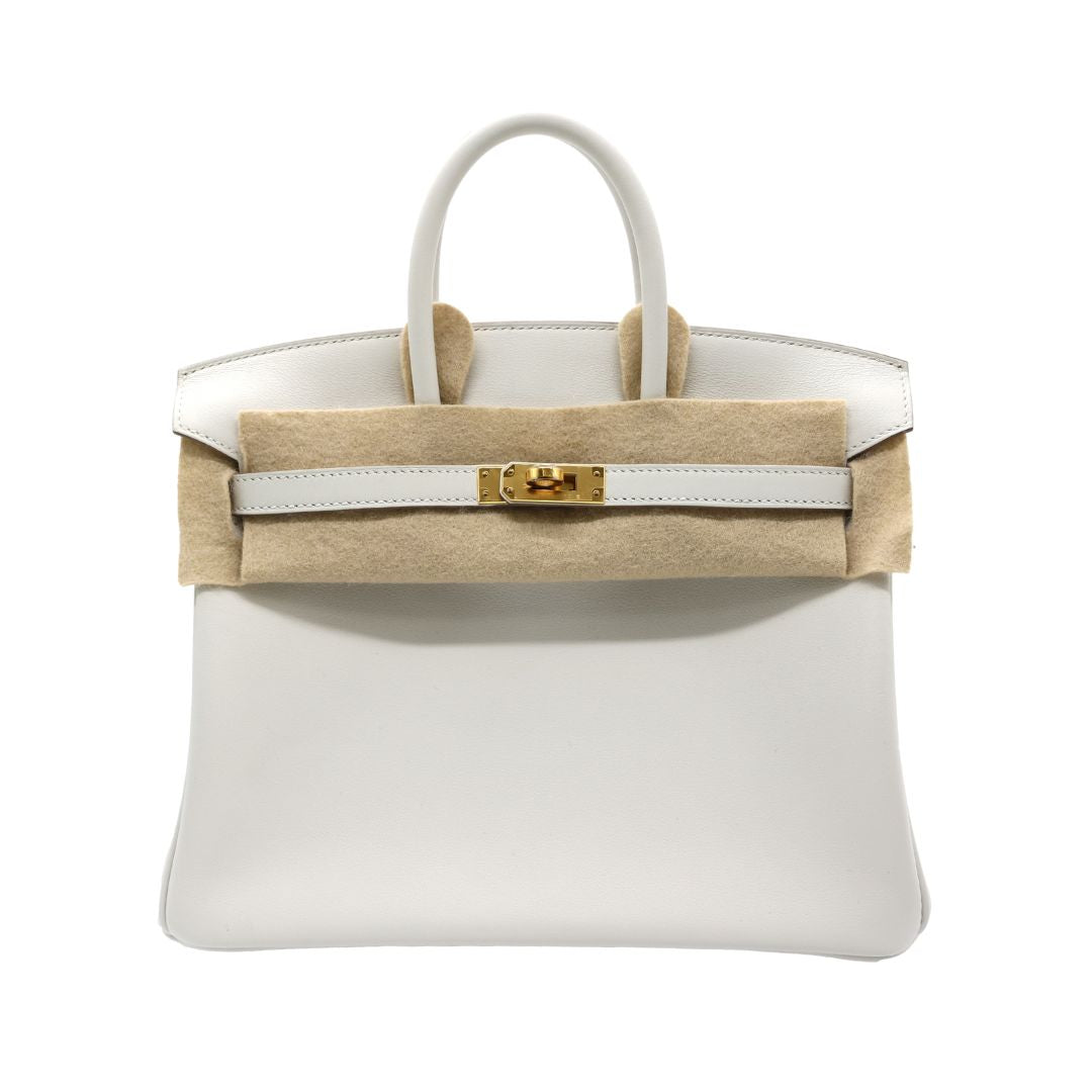 HERMES【エルメス】<br>バーキン25<br>ヴォースイフト<br>ニューホワイト/ゴールド金具【NEW】
