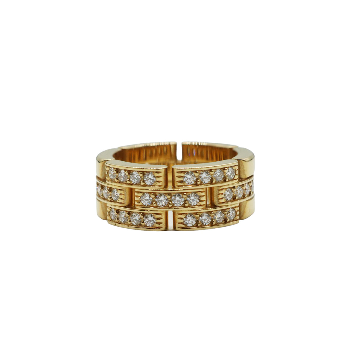 Cartier【カルティエ】<br>パンテール リング<br>3連ハーフパヴェ ダイヤモンド<br>K18YG<br>【USED】